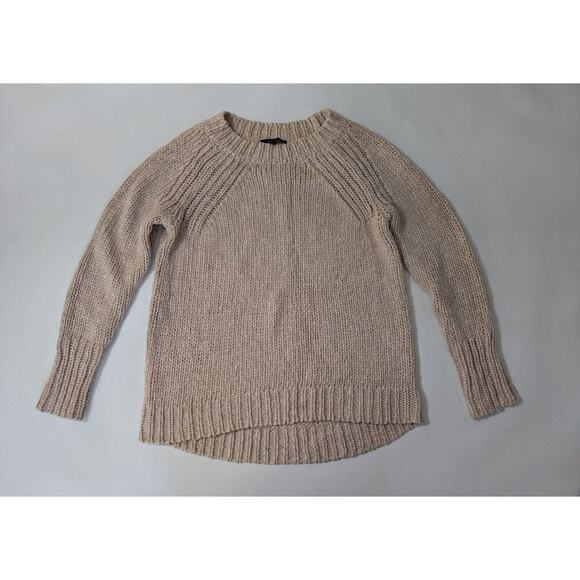 Ann‎ Taylor Pullover Womens Size L Sweater Wool Beige Ribbed Hem Neck Detail - Picture 1 of 7
